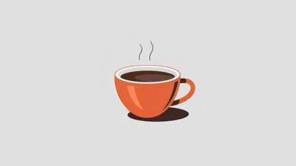 Cozy Orange Coffee Cup with Steam on a Minimalist Background