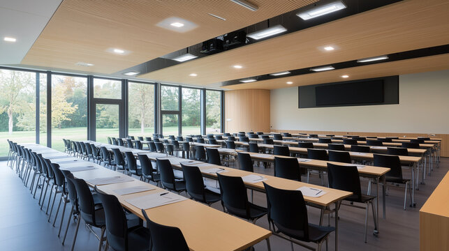 Empty meeting room with scattered budget papers and vacant chairs, symbolizing the aftermath of intense decision-making and strategic planning sessions.
