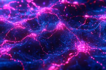 Abstract glowing pink blue energy wave.