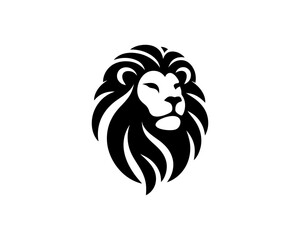 Lion head logo, lion head icon, lion face logo. Simple silhouette. Flat style. Logo design template. Vector illustration. Animal logotype concept.