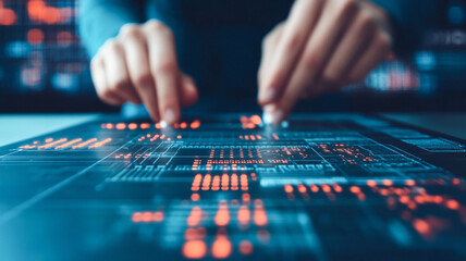 Hands adjusting components on prototype circuit board, showcasing technology