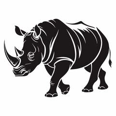 Obraz premium White Rhinoceros vector silhouette black design white background