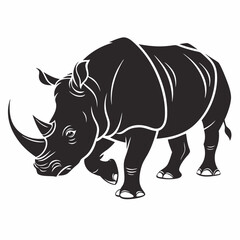 Fototapeta premium White Rhinoceros vector silhouette black design white background