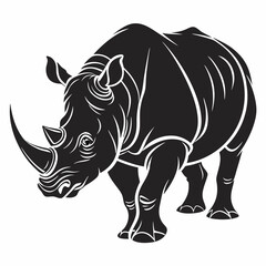 White Rhinoceros vector silhouette black design white background