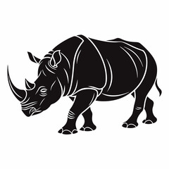 White Rhinoceros vector silhouette black design white background