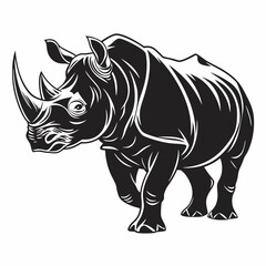 White Rhinoceros vector silhouette black design white background
