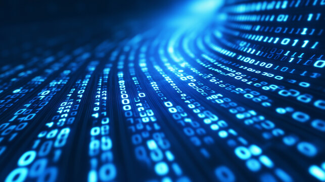 Blue binary code technology background