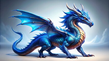 Majestic Blue Dragon, Fierce Fantasy Art