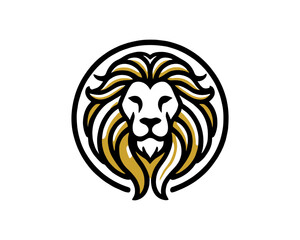Lion head logo, lion head icon, lion face logo. Simple silhouette. Flat style. Logo design template. Vector illustration. Animal logotype concept.