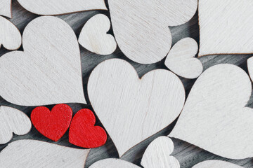 Obraz premium valentine wood hearts close up