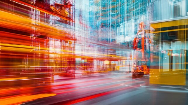 Vibrant Urban Construction Time Lapse Scene