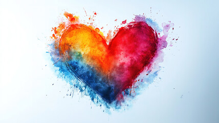 Watercolor heart shape isolated on white, offering perfect space for personal messages