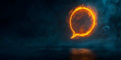 Fototapeta premium Speech Bubble Made of Fire and Smoke on Dark Background