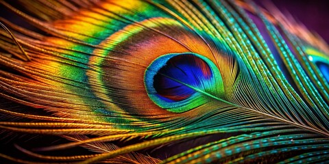 Fototapeta premium Peacock Feather Macro Close-Up - Detailed & Bright