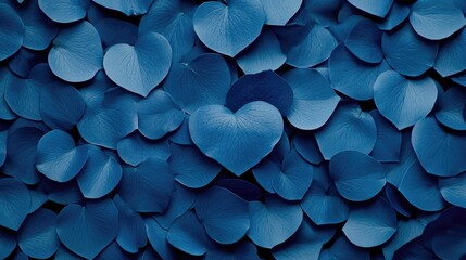 Romantic heart-shaped blue petals nature close-up serene atmosphere aesthetic viewpoint