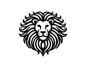 Lion head logo, lion head icon, lion face logo. Simple silhouette. Flat style. Logo design template. Vector illustration. Animal logotype concept.