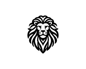 Lion head logo, lion head icon, lion face logo. Simple silhouette. Flat style. Logo design template. Vector illustration. Animal logotype concept.