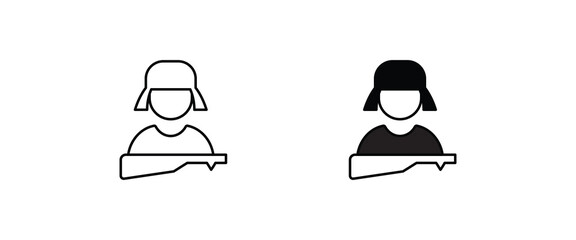 Military soldier army, Armed force. Soldier in uniform. Service duty. Guard officer, war  icon symbol logo illustration,editable stroke, flat design style isolated on white