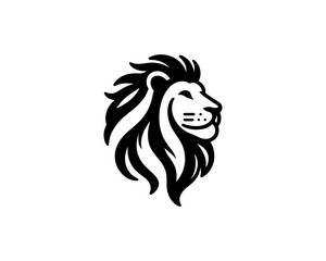 Lion head logo, lion head icon, lion face logo. Simple silhouette. Flat style. Logo design template. Vector illustration. Animal logotype concept.