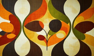 Abstract retro design with autumnal colors and organic shapes.