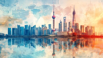 Shanghai's Skyline at Dusk: A Blend of Modernity and Tradition.