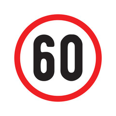 Speed limit sign icon set. Km car speed limit sign set with black number and red circle. Vector illustration in eps 10.