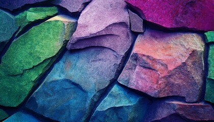Multicolor green blue purple pink background. Toned rock texture. Generated image
