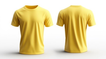 Mockup of mustard yellow T-shirt isolated on white background. Generative AI
