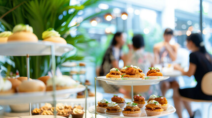 Corporate Event in Open Office Space with Delightful Desserts and Networking Colleagues
