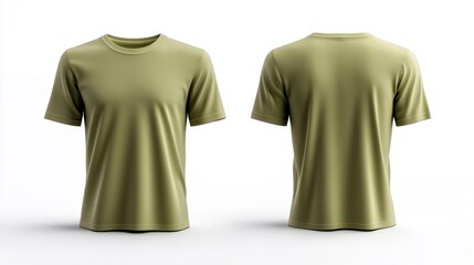 Naklejka premium Khaki t-shirt mockup isolated on a white background. Generative AI