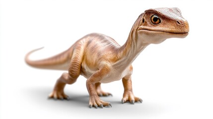 Fototapeta premium Gallimimus Dinosaur on White Background. Generative AI