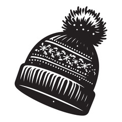 Winter Beanie Hat silhouette vector. Winter hat icon. Beanie silhouette vector design on a white background