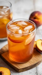 Homemade Peach Iced Tea with Fresh Peach Slices