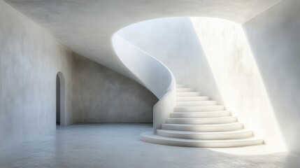 Naklejka premium Elegant Winding Staircase with Natural Light