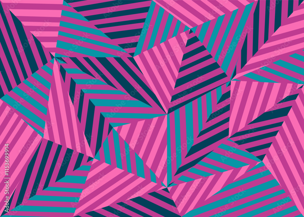 Poster abstract background with colorful geometric triangle and stripe pattern