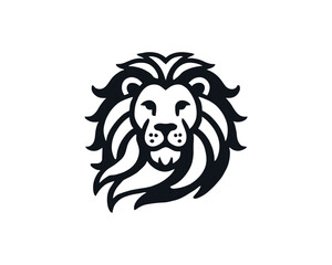 Lion head logo, lion head icon, lion face logo. Simple silhouette. Flat style. Logo design template. Vector illustration. Animal logotype concept.