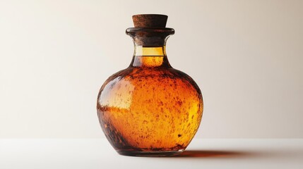 Amber Oil Jar on Clean Background. Generative AI