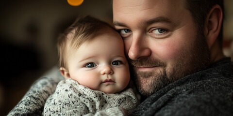 Loving father holding his baby