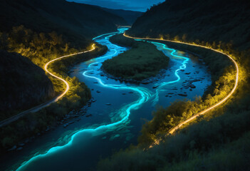 aerial view of river