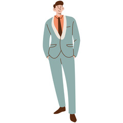 Business people working. Different men, women wearing smart casual office outfits standing with computer. Diverse stylish men wearing modern street fashion clothes. Handsome guys in casual autumn, fal