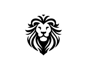 Lion head logo, lion head icon, lion face logo. Simple silhouette. Flat style. Logo design template. Vector illustration. Animal logotype concept.