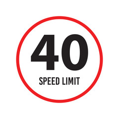 Speed limit signs and symbols depicting speed limits ranging from 5 to 100, featuring a standard design with black text on red circles. Vector illustration in eps 10.