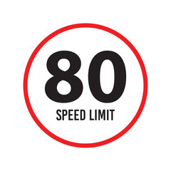Speed limit signs and symbols depicting speed limits ranging from 5 to 100, featuring a standard design with black text on red circles. Vector illustration in eps 10.