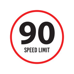 Speed limit signs and symbols depicting speed limits ranging from 5 to 100, featuring a standard design with black text on red circles. Vector illustration in eps 10.