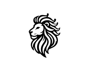 Lion head logo, lion head icon, lion face logo. Simple silhouette. Flat style. Logo design template. Vector illustration. Animal logotype concept.