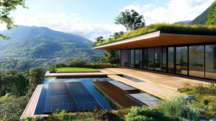 Sustainable Architecture with Green Roofs and Solar Panels