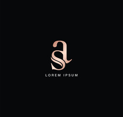 as letter modern style fashion brand luxury style design modern style creative golden wordmark design typography illustration, as wordmark, sa logo