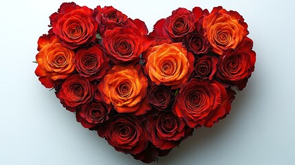 Heart-Shaped Arrangement of Red and Orange Roses