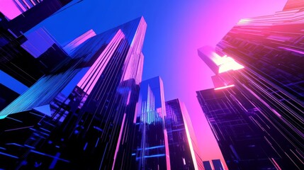 Vibrant Architectural Skyscrapers Reaching for the Sky
