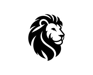 Lion head logo, lion head icon, lion face logo. Simple silhouette. Flat style. Logo design template. Vector illustration. Animal logotype concept.
